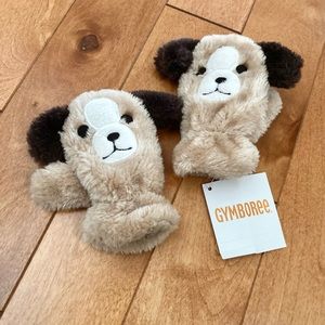 NWT GYMBOREE ALPINE PATROL PUPPY DOG FURRY MITTENS 12-24 Months